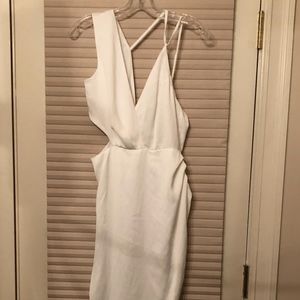 White Asymmetrical Cocktail Formal Dress